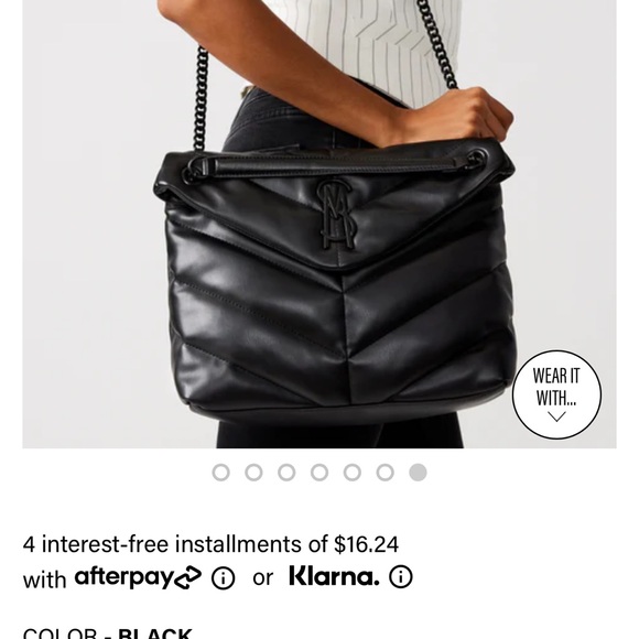 Steve Madden BBritta Black Puffy Bag with Black Chain - Picture 8 of 9